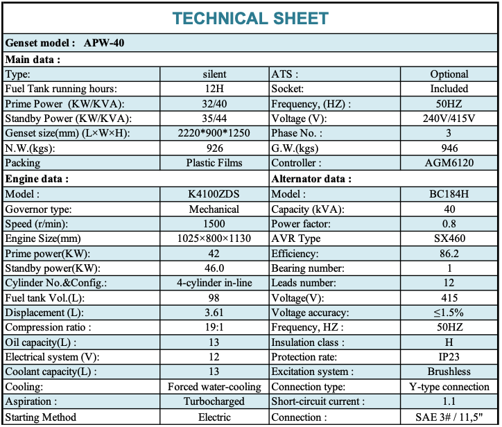 40kva Silenced Diesel Generator