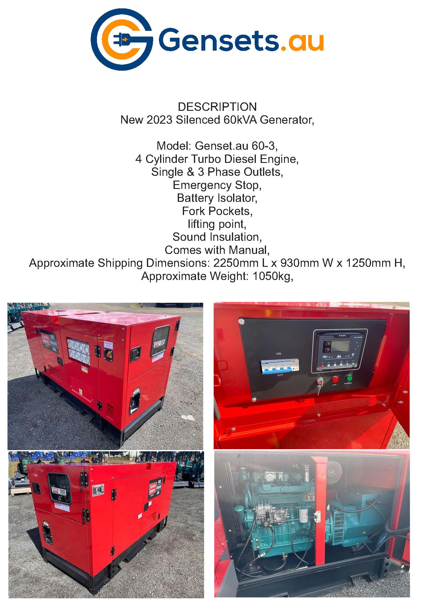 60kva Silenced Diesel Generator